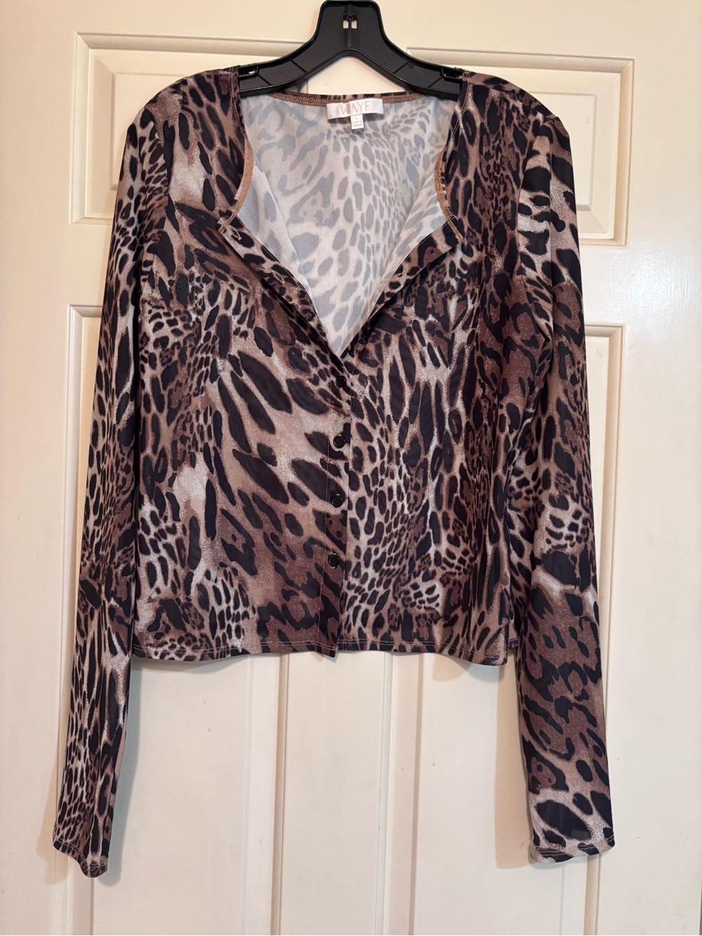WAYF Women’s Brown Animal Print Button-Front Blouse w/ Camisole